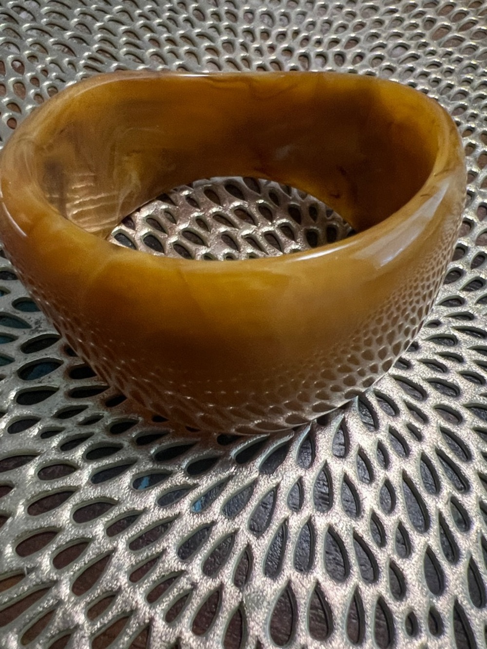 Honey Amber Resin Textured Bangle